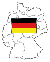 Karte von Deutschland mit deutscher Flagge im Vordergrund