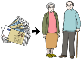 Geld und ein älteres Ehepaar