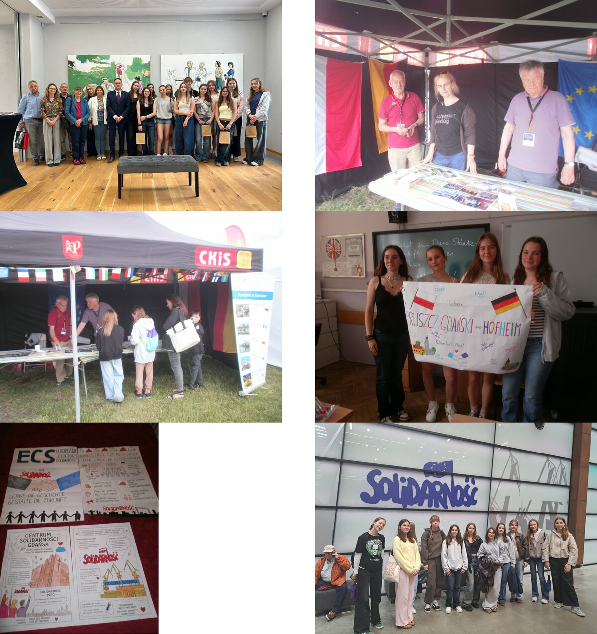 Fotocollage Schüleraustausch mit Stadtfest in Pruszcz Gdanski