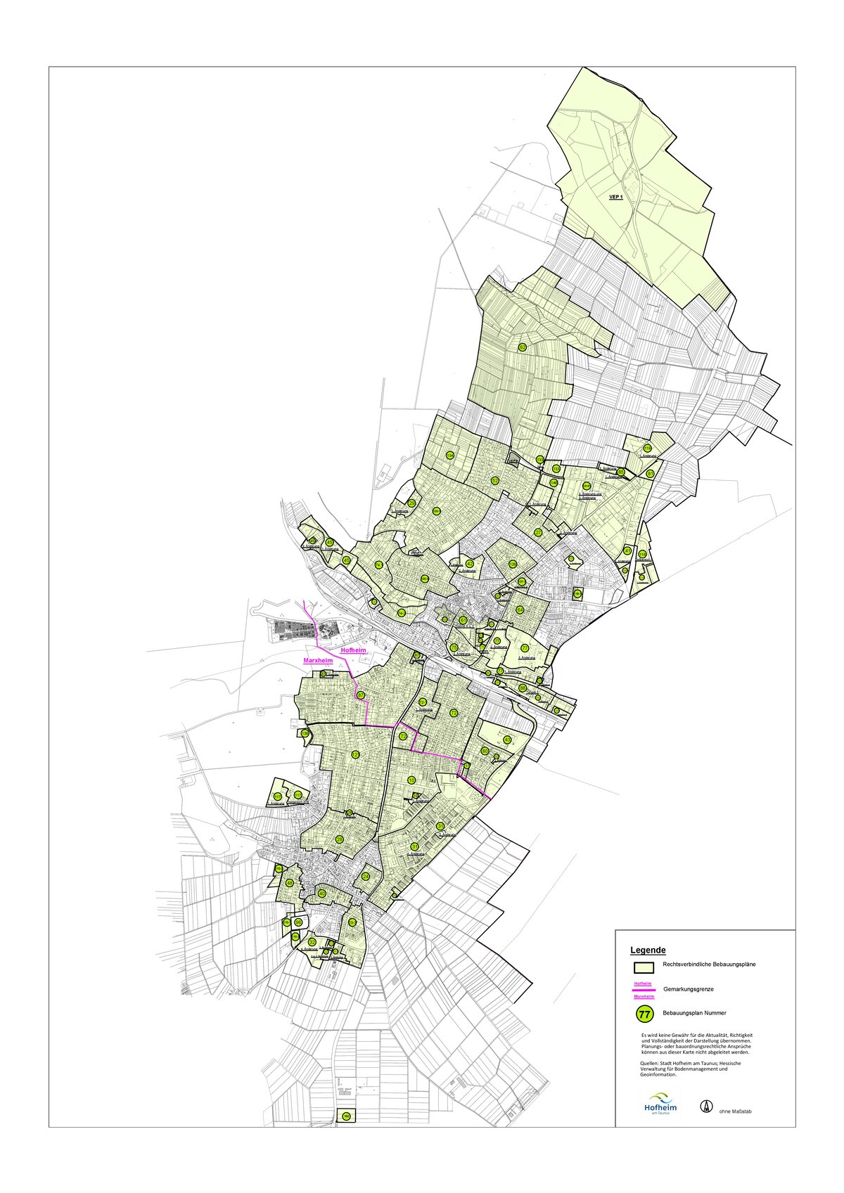 Übersichtsplan Hofheim-Kernstadt und Marxheim