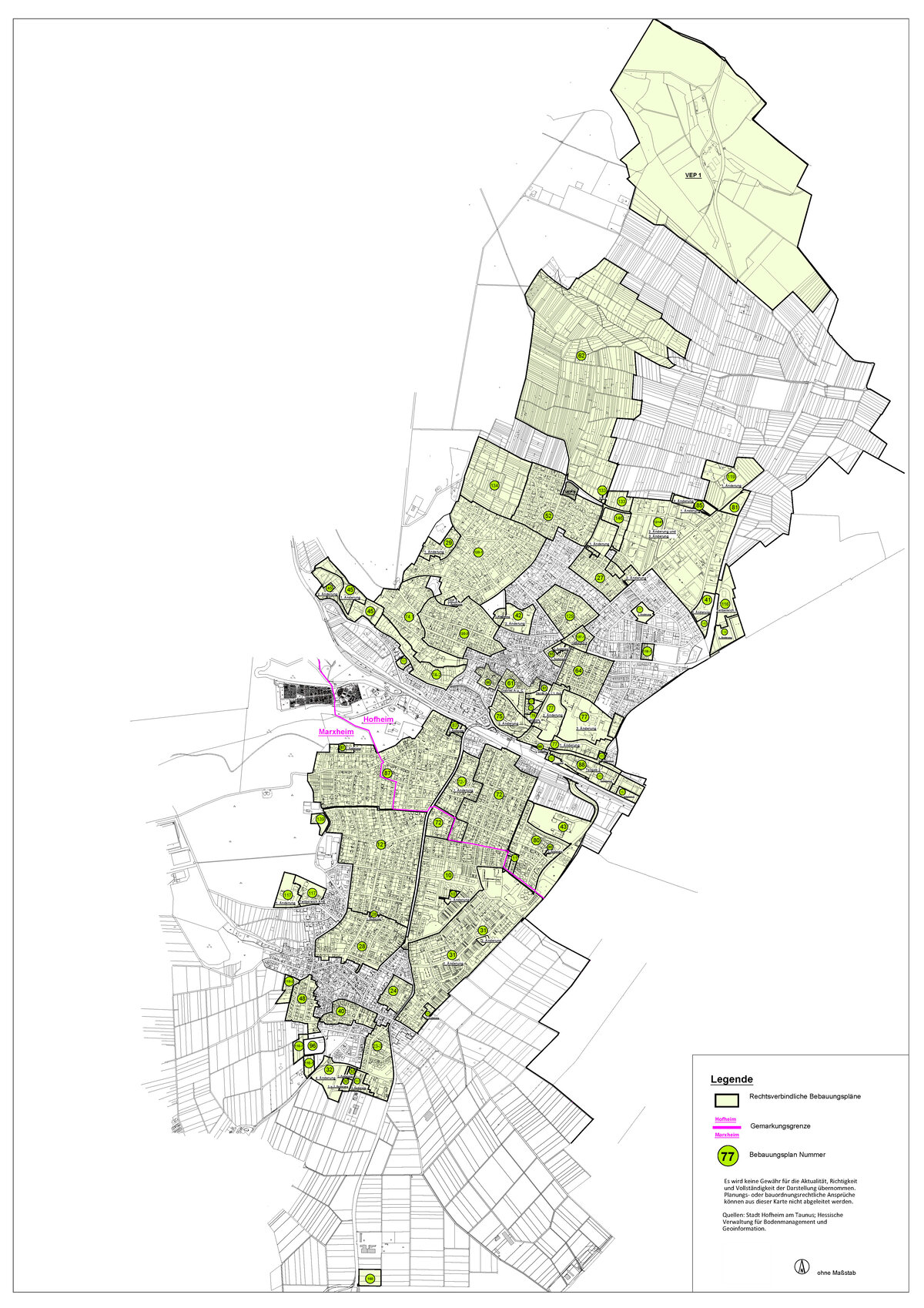 Übersichtsplan Hofheim-Kernstadt und Marxheim