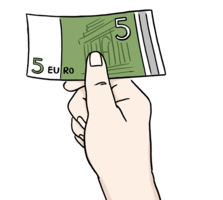 Hand hält einen 5-Euro-Schein