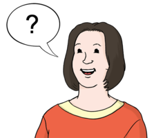 Frau mit einer Sprachblase, in dem ein Fragezeichen steht - Frage