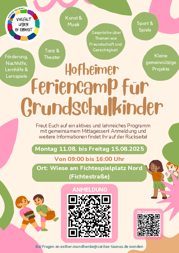 Plakat: Feriencamp für Grundschulkinder