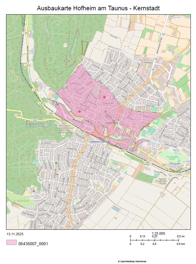 Ausbaukarte Glasfaser in Hofheim am Taunus