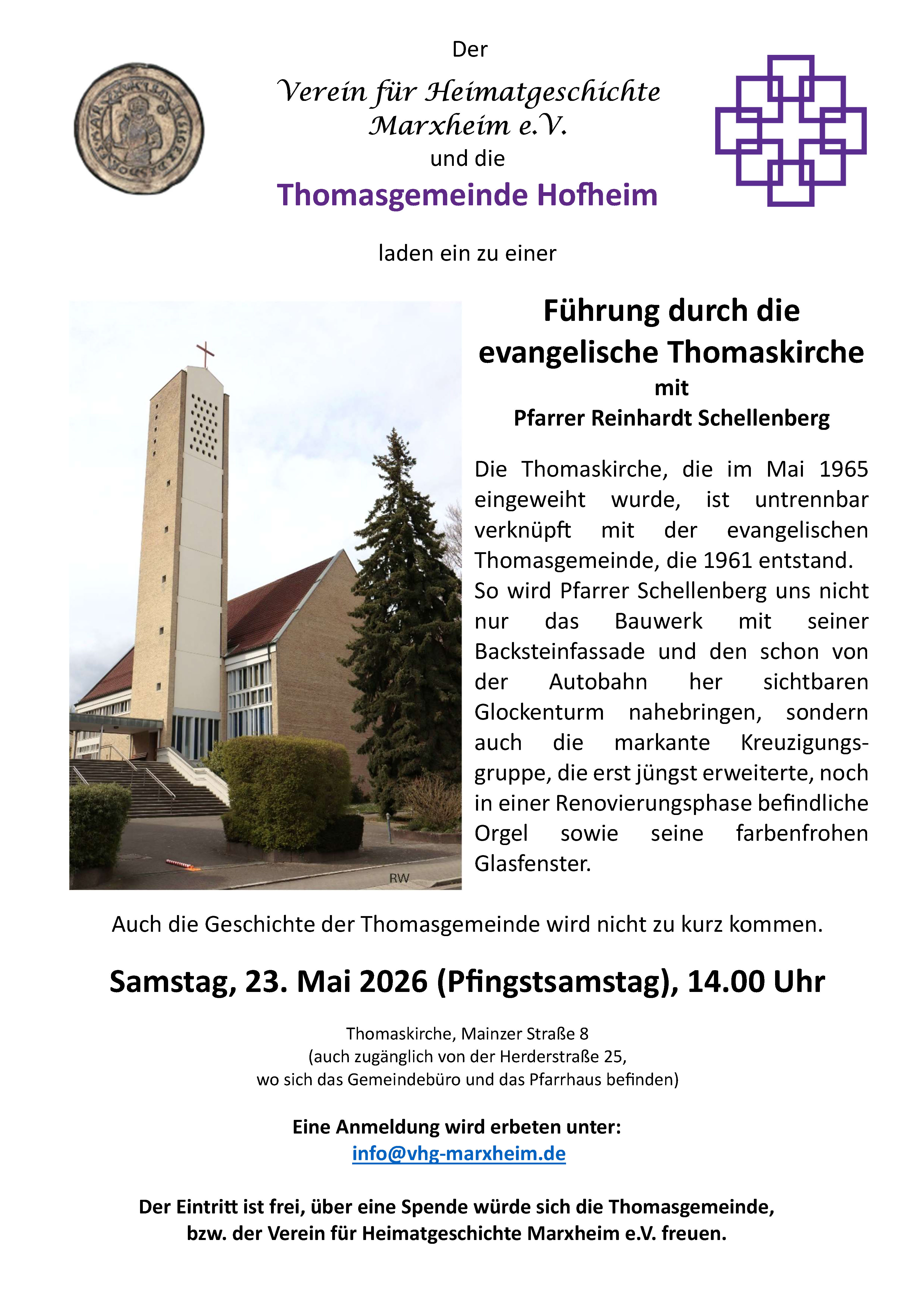 Plakat: Führung durch die evangelische Thomaskirche