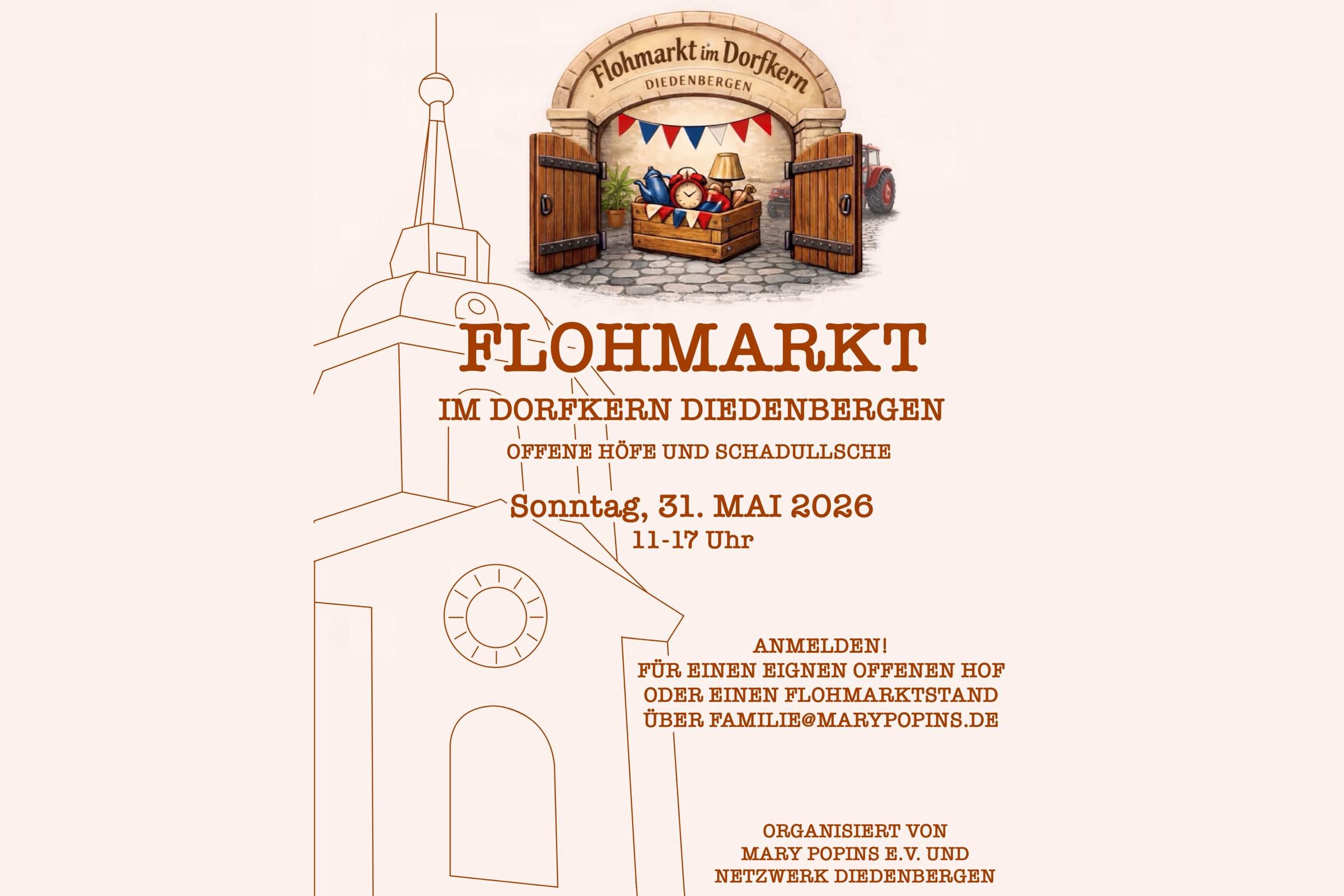 Plakat Dorfflohmarkt im alten Ortskern von Diedenbergen