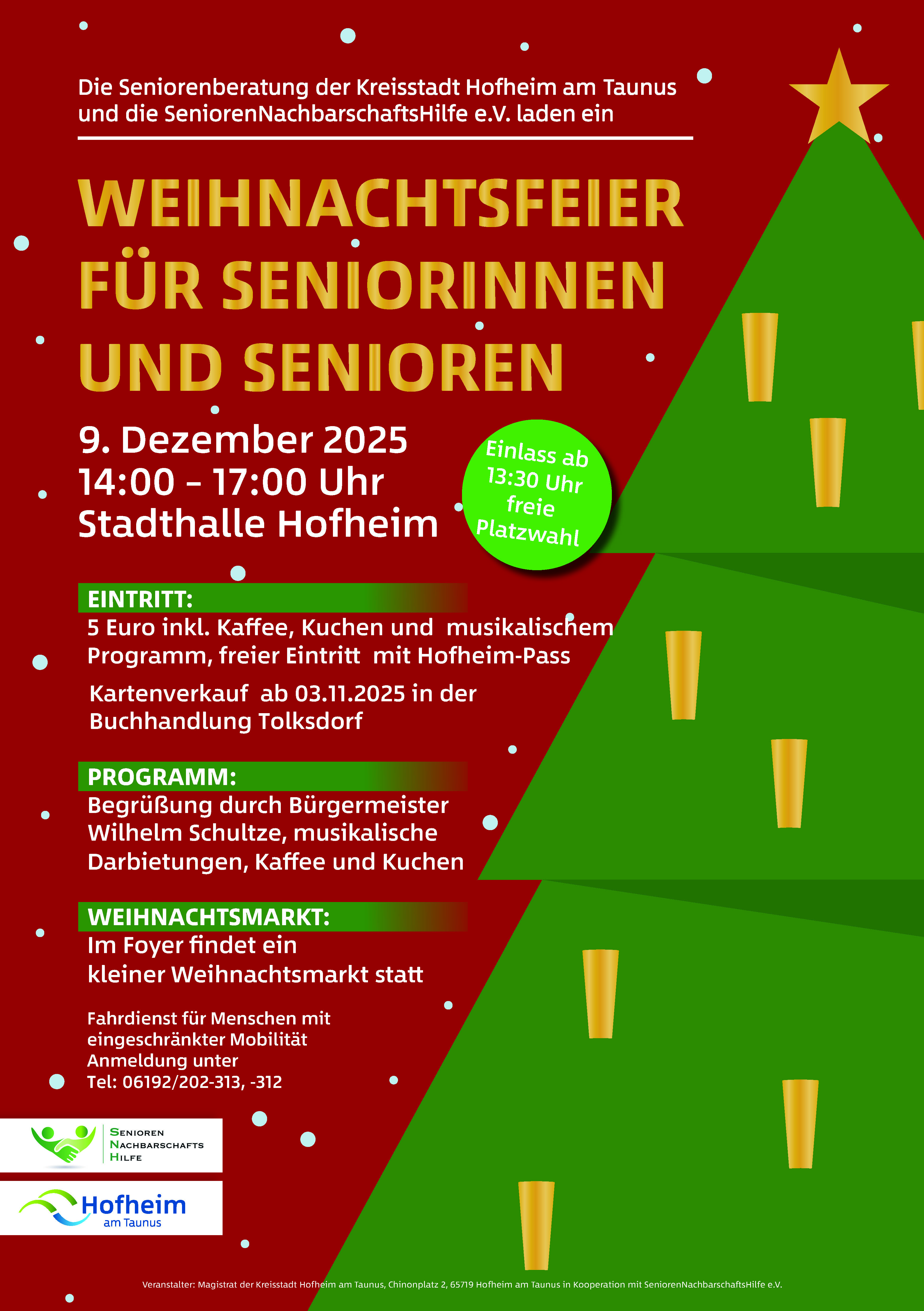 Plakat zur Seniorenweihnachtsfeier der Stadt Hofheim