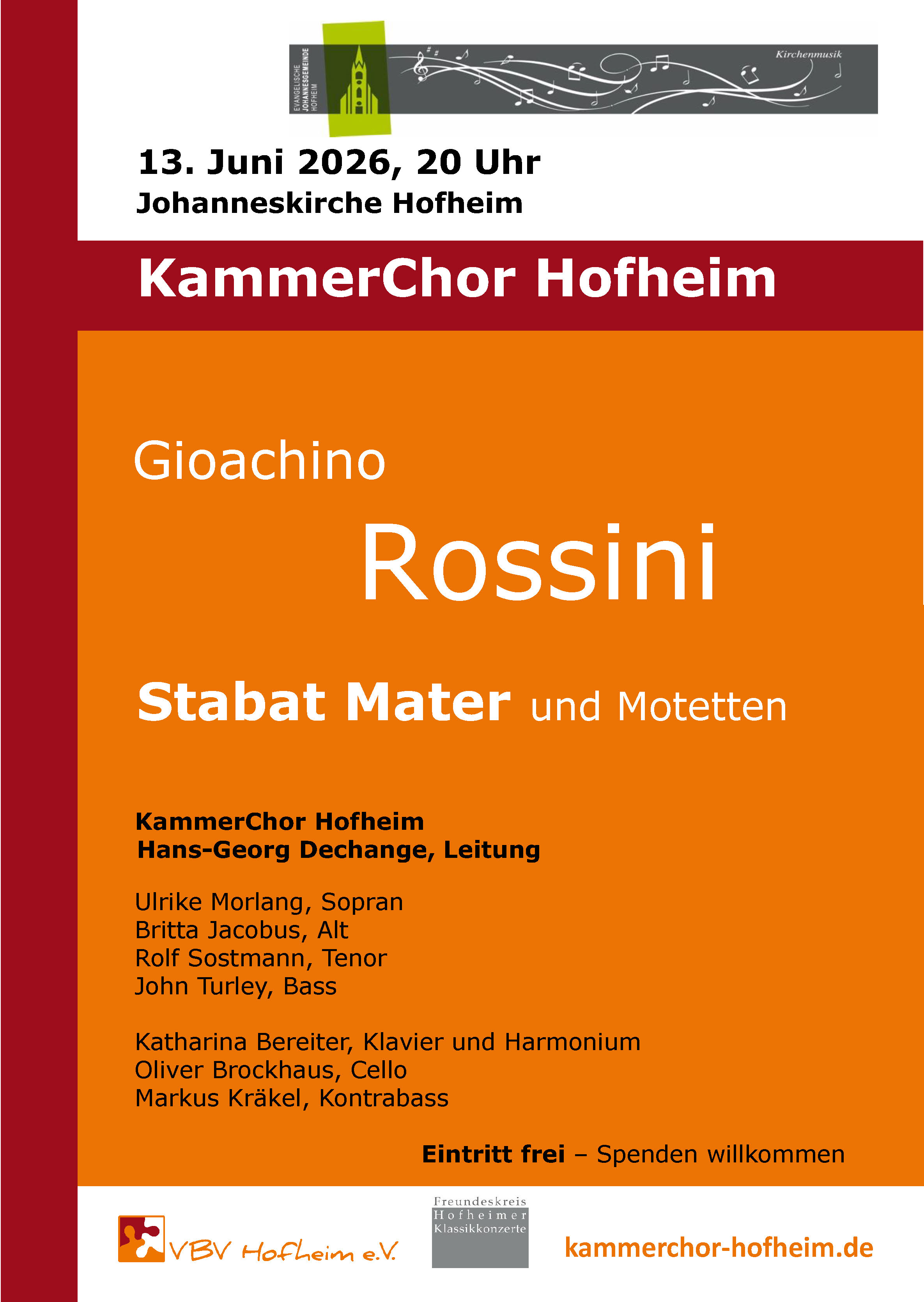 Plakat: Rossini - KammerChor Hofheim